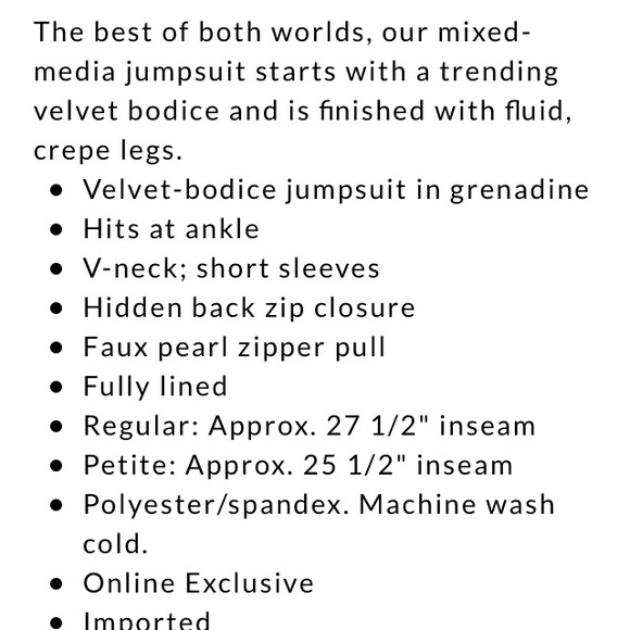 WHBM Velvet-Bodice Jumpsuit - Picture 8 of 8